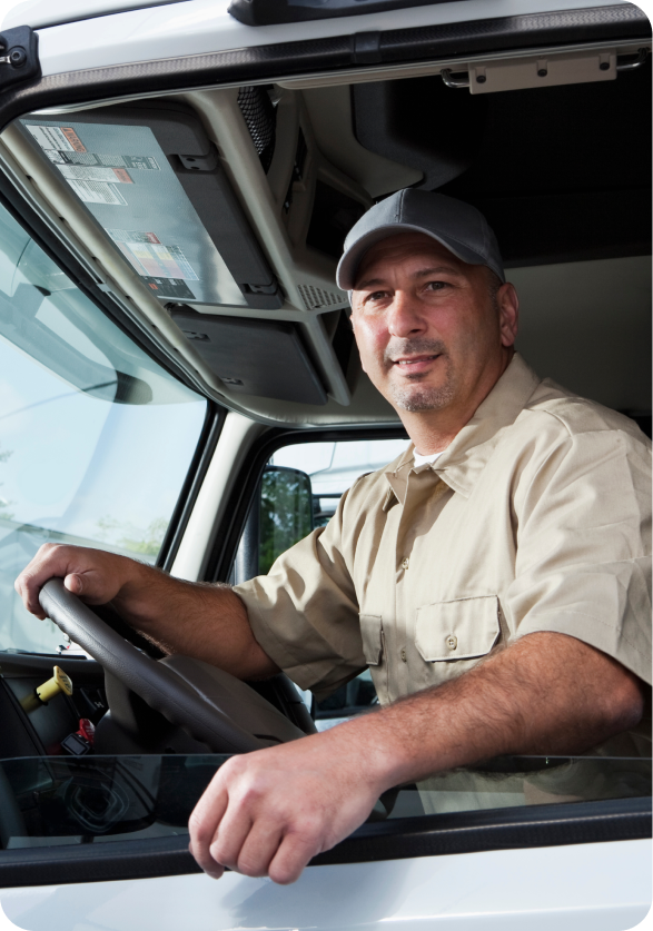 Driver in a vehicle cab